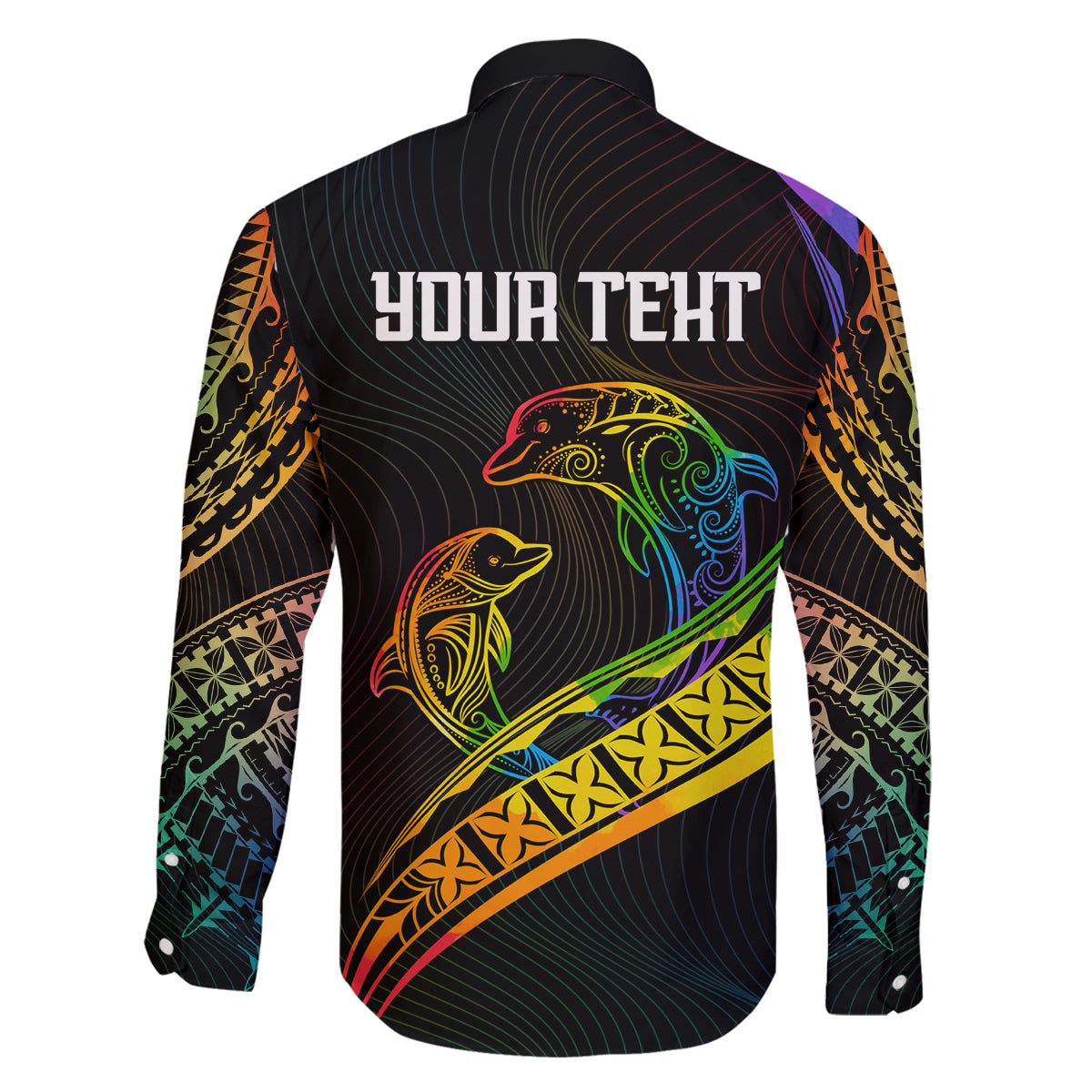 Personalised LGBT History Month Family Matching Off Shoulder Long Sleeve Dress and Hawaiian Shirt Proud And Happy Polynesian Dolphin LT05 - Polynesian Pride