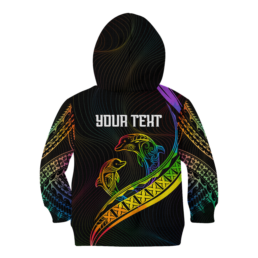 Personalised LGBT History Month Kid Hoodie Proud And Happy Polynesian Dolphin LT05 - Polynesian Pride