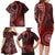 New Zealand Aotearoa Family Matching Long Sleeve Bodycon Dress and Hawaiian Shirt Maori Harakeke Weaving Pattern Red LT05 - Polynesian Pride