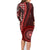 New Zealand Aotearoa Family Matching Long Sleeve Bodycon Dress and Hawaiian Shirt Maori Harakeke Weaving Pattern Red LT05 - Polynesian Pride