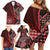 New Zealand Aotearoa Family Matching Off Shoulder Short Dress and Hawaiian Shirt Maori Harakeke Weaving Pattern Red LT05 - Polynesian Pride