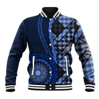 New Zealand Aotearoa Baseball Jacket Maori Harakeke Weaving Pattern Blue LT05 Unisex Blue - Polynesian Pride