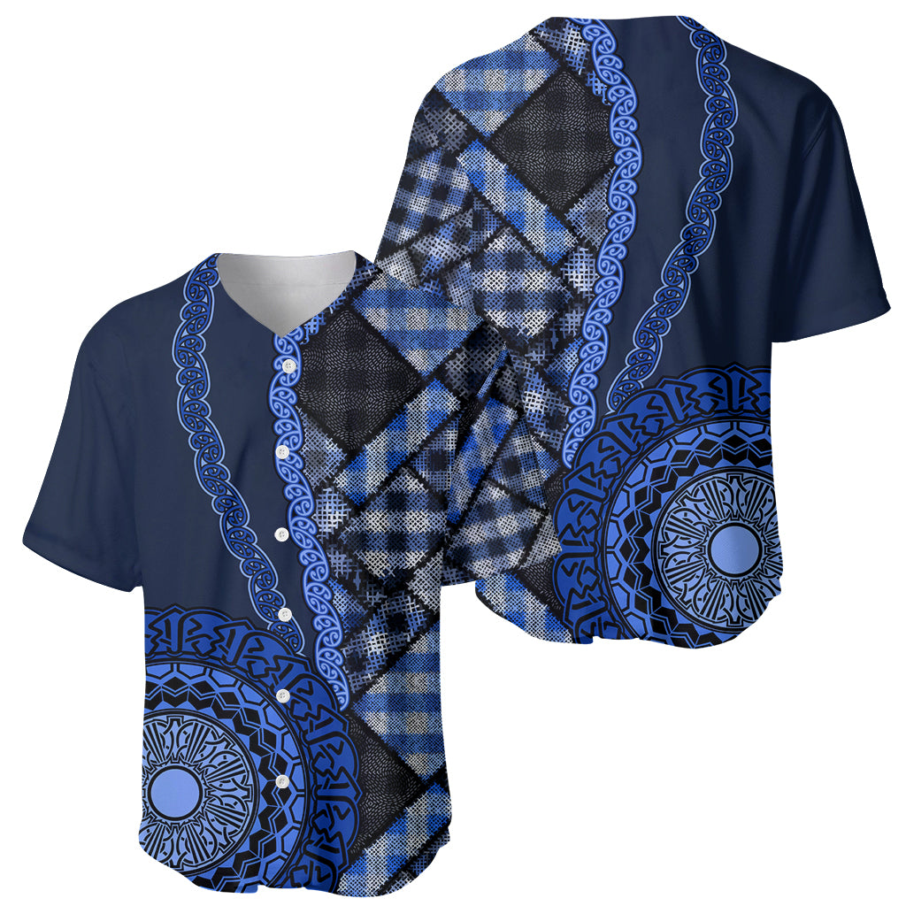 New Zealand Aotearoa Baseball Jersey Maori Harakeke Weaving Pattern Blue LT05 - Polynesian Pride