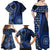 New Zealand Aotearoa Family Matching Off Shoulder Maxi Dress and Hawaiian Shirt Maori Harakeke Weaving Pattern Blue LT05 - Polynesian Pride