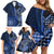 New Zealand Aotearoa Family Matching Off Shoulder Short Dress and Hawaiian Shirt Maori Harakeke Weaving Pattern Blue LT05 - Polynesian Pride