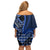 New Zealand Aotearoa Family Matching Off Shoulder Short Dress and Hawaiian Shirt Maori Harakeke Weaving Pattern Blue LT05 - Polynesian Pride