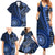 New Zealand Aotearoa Family Matching Summer Maxi Dress and Hawaiian Shirt Maori Harakeke Weaving Pattern Blue LT05 - Polynesian Pride