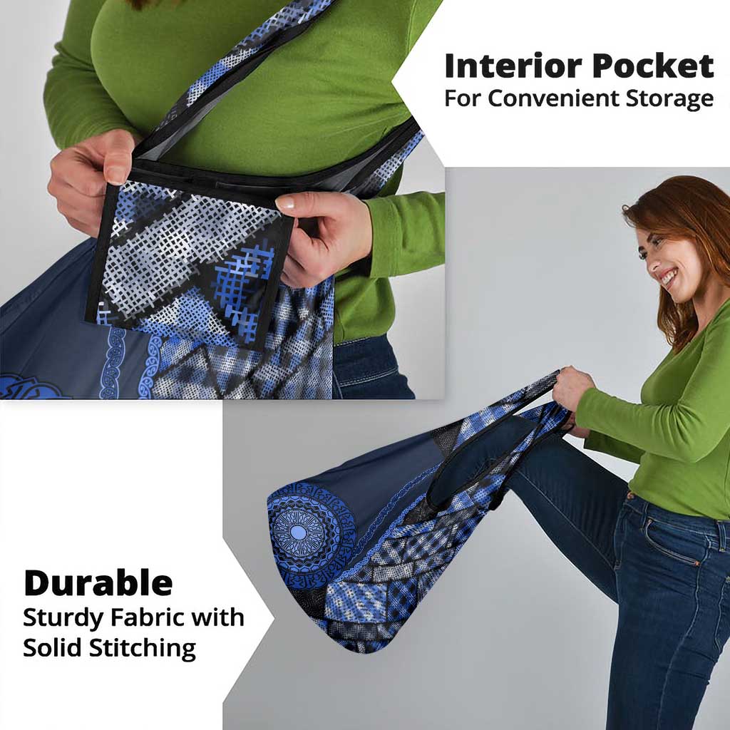 New Zealand Aotearoa Grocery Bag Maori Harakeke Weaving Pattern Blue