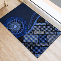 New Zealand Aotearoa Rubber Doormat Maori Harakeke Weaving Pattern Blue LT05 - Polynesian Pride