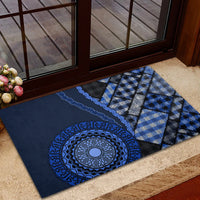 New Zealand Aotearoa Rubber Doormat Maori Harakeke Weaving Pattern Blue LT05 - Polynesian Pride