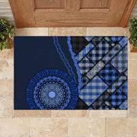 New Zealand Aotearoa Rubber Doormat Maori Harakeke Weaving Pattern Blue LT05 - Polynesian Pride