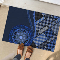 New Zealand Aotearoa Rubber Doormat Maori Harakeke Weaving Pattern Blue LT05 - Polynesian Pride