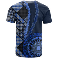 New Zealand Aotearoa T Shirt Maori Harakeke Weaving Pattern Blue LT05 - Polynesian Pride