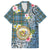 Personalised Hawaii State Family Matching Puletasi Dress and Hawaiian Shirt Tropical Flowers With Tartan Pattern LT05 Dad's Shirt - Short Sleeve Blue - Polynesian Pride