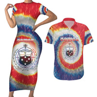 Samoa Couples Matching Short Sleeve Bodycon Dress and Hawaiian Shirt Tie Dye Unique Style LT05 Colorful - Polynesian Pride