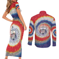 Samoa Couples Matching Short Sleeve Bodycon Dress and Long Sleeve Button Shirt Tie Dye Unique Style LT05 - Polynesian Pride