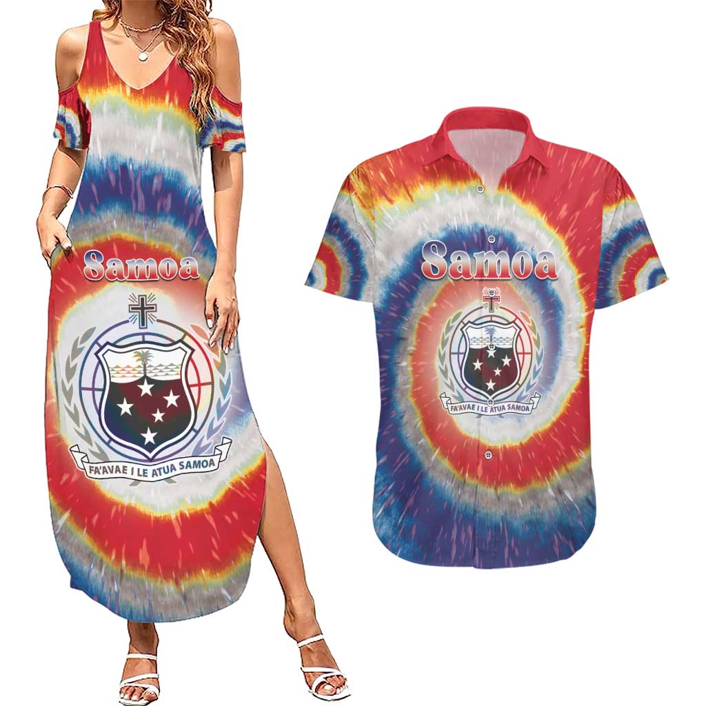 Samoa Couples Matching Summer Maxi Dress and Hawaiian Shirt Tie Dye Unique Style LT05 Colorful - Polynesian Pride