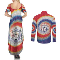 Samoa Couples Matching Summer Maxi Dress and Long Sleeve Button Shirt Tie Dye Unique Style LT05 - Polynesian Pride