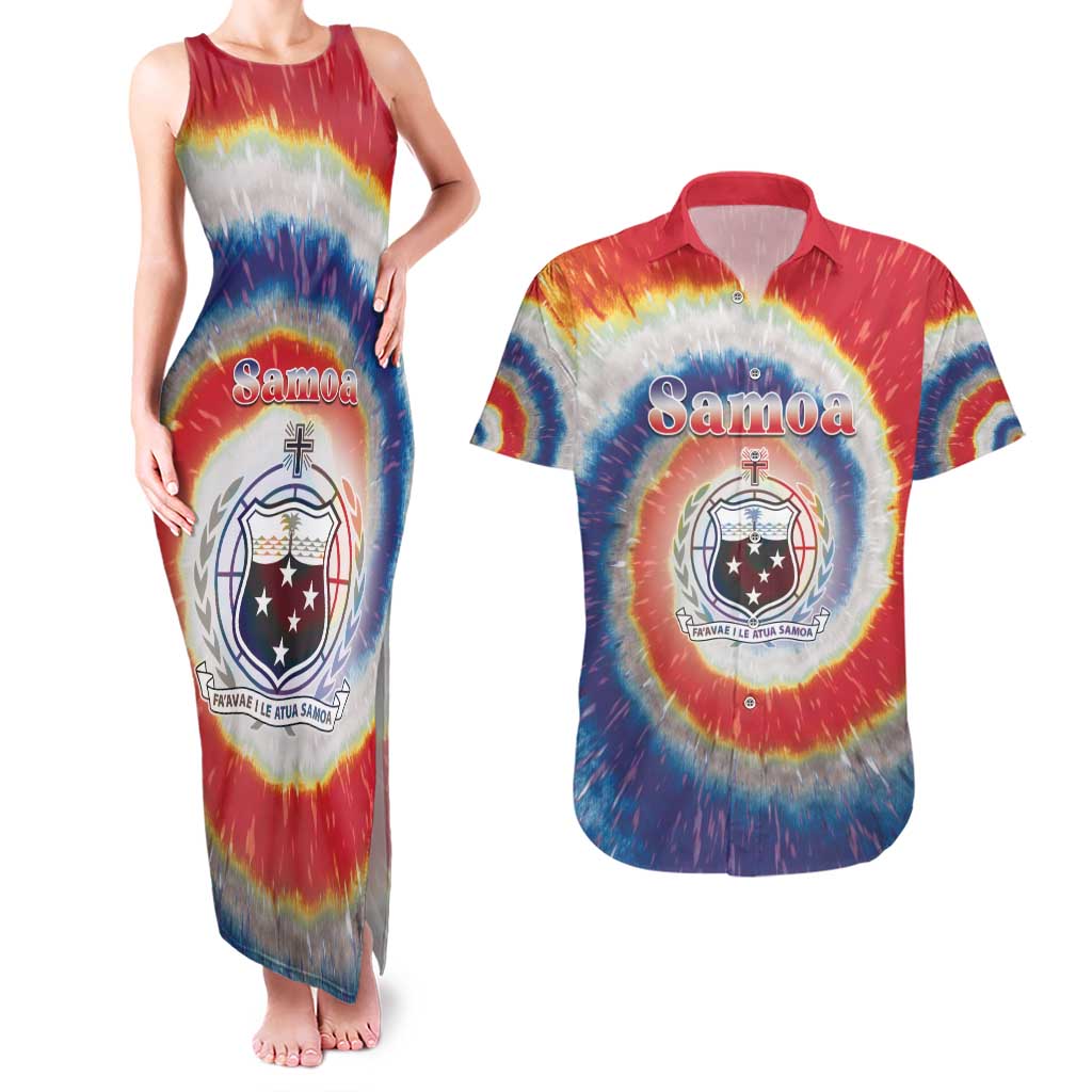 Samoa Couples Matching Tank Maxi Dress and Hawaiian Shirt Tie Dye Unique Style LT05 Colorful - Polynesian Pride