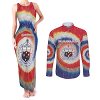 Samoa Couples Matching Tank Maxi Dress and Long Sleeve Button Shirt Tie Dye Unique Style LT05 Colorful - Polynesian Pride