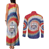 Samoa Couples Matching Tank Maxi Dress and Long Sleeve Button Shirt Tie Dye Unique Style LT05 - Polynesian Pride