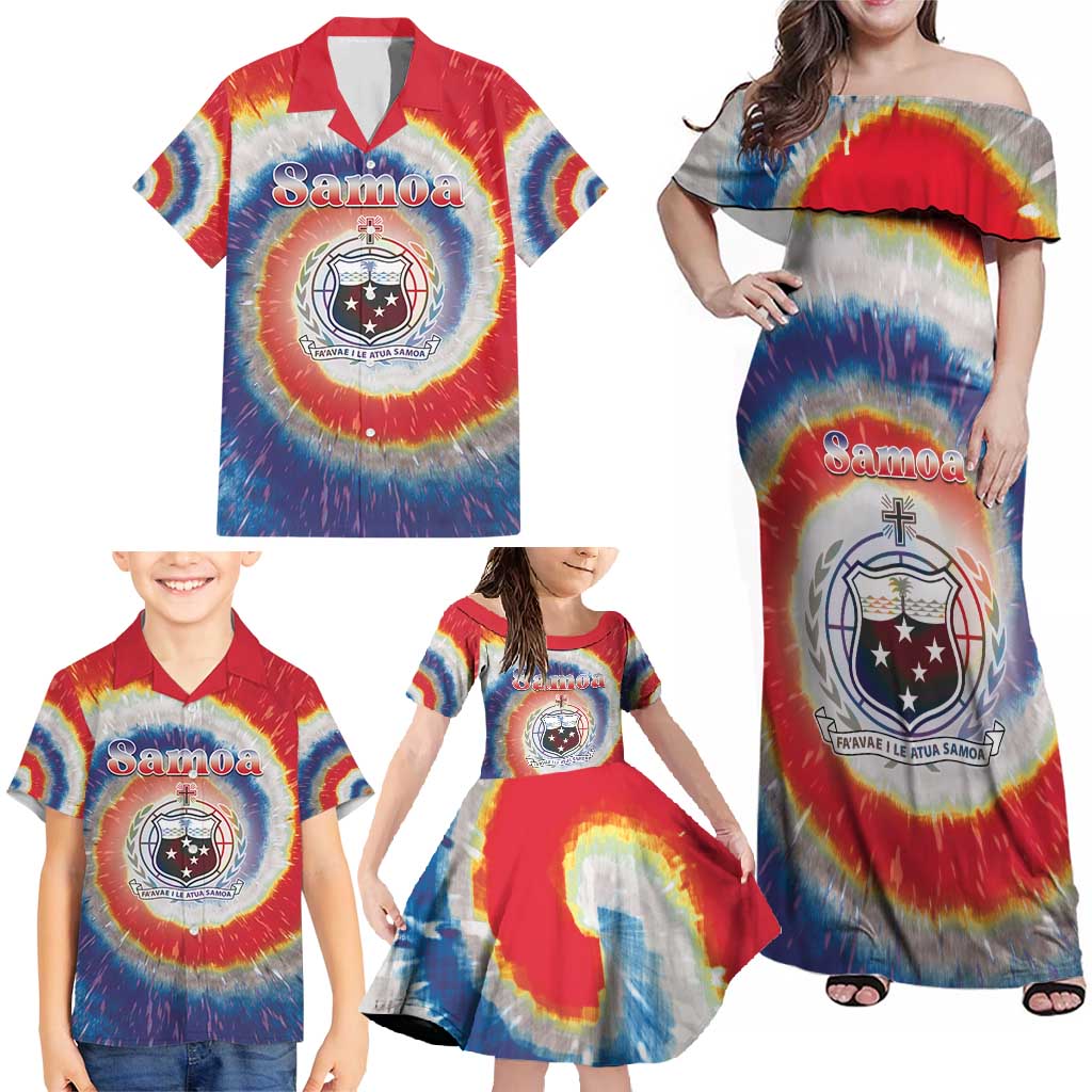 Samoa Family Matching Off Shoulder Maxi Dress and Hawaiian Shirt Tie Dye Unique Style