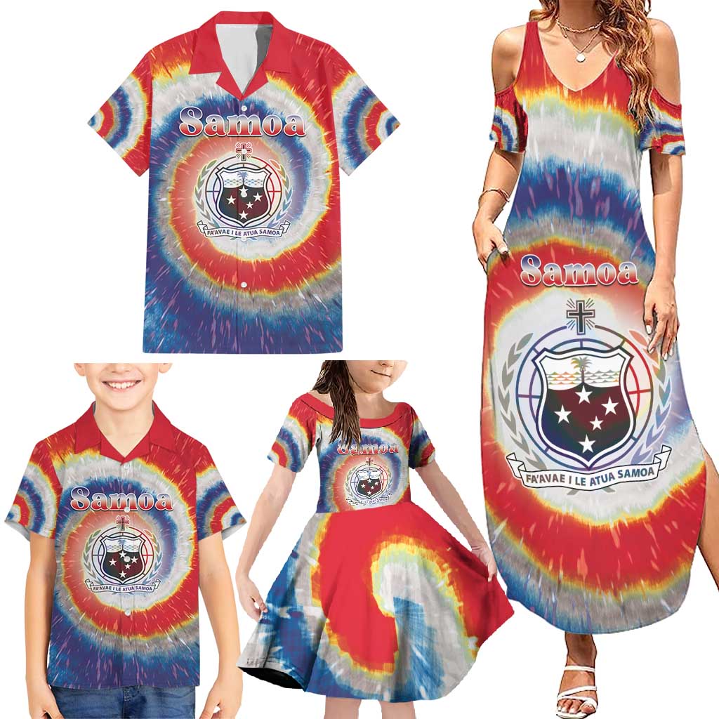 Samoa Family Matching Summer Maxi Dress and Hawaiian Shirt Tie Dye Unique Style