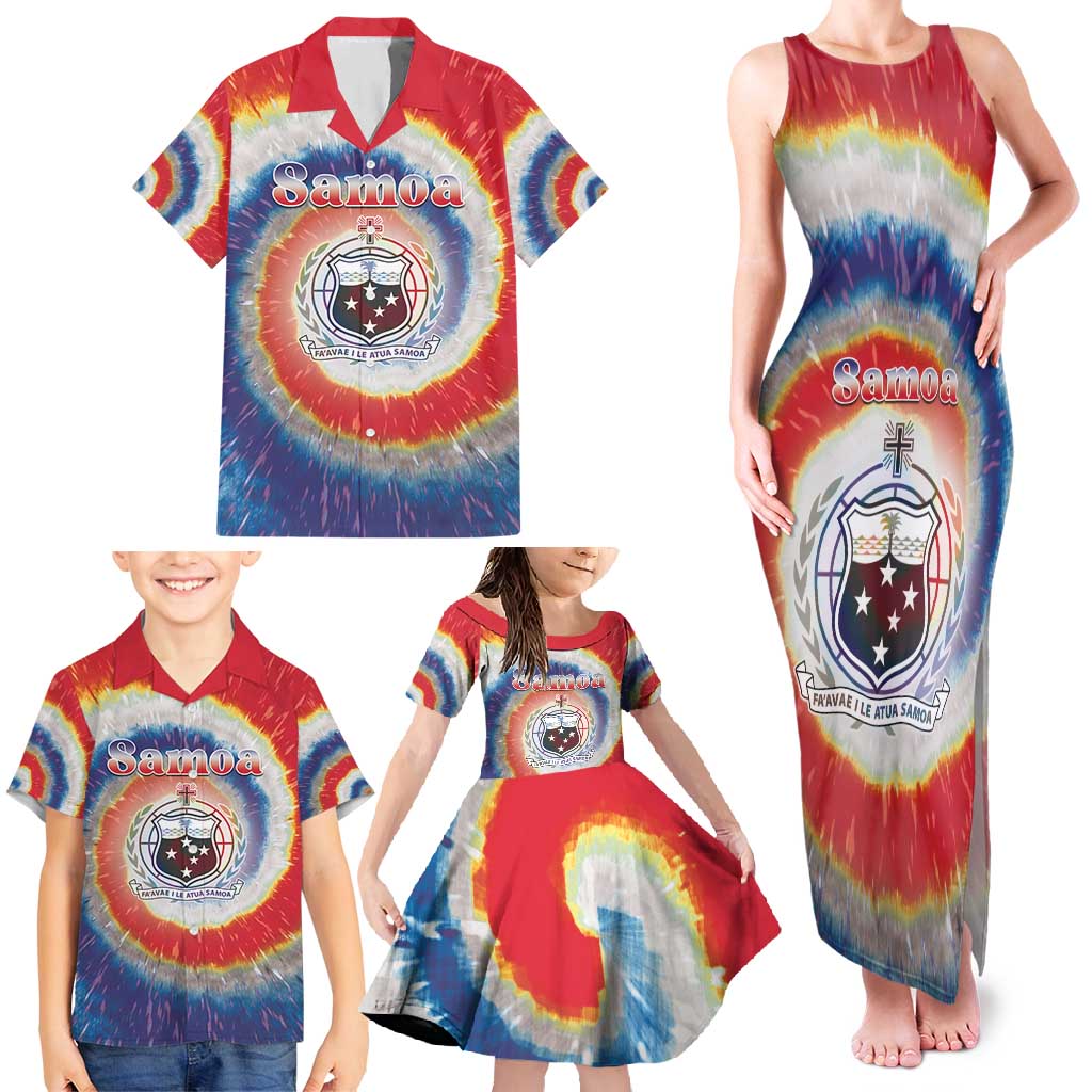Samoa Family Matching Tank Maxi Dress and Hawaiian Shirt Tie Dye Unique Style