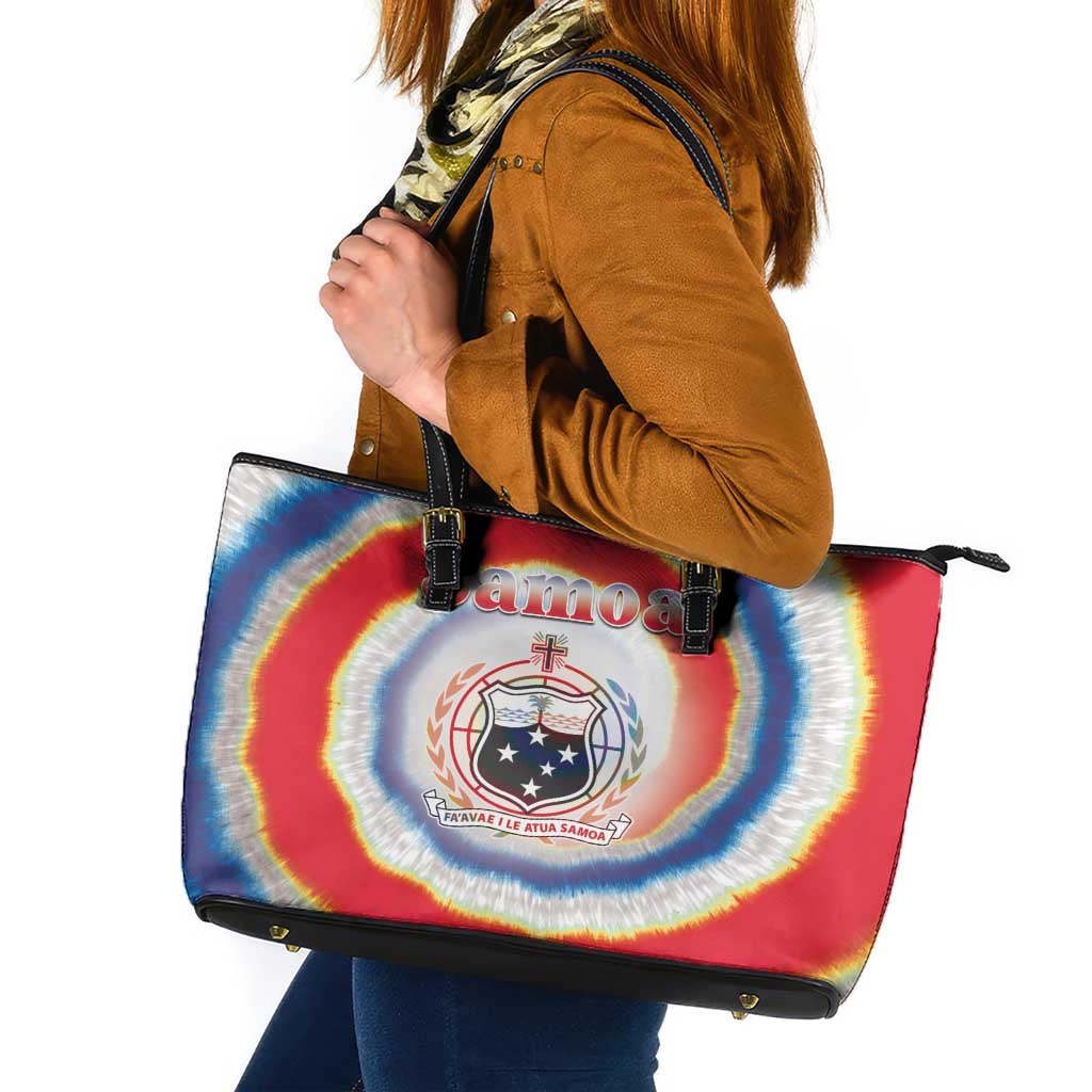 Samoa Leather Tote Bag Tie Dye Unique Style LT05 Colorful - Polynesian Pride