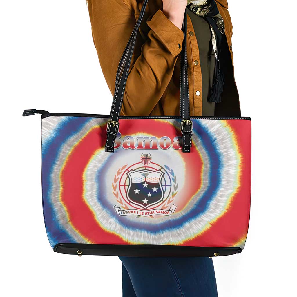 Samoa Leather Tote Bag Tie Dye Unique Style LT05 - Polynesian Pride