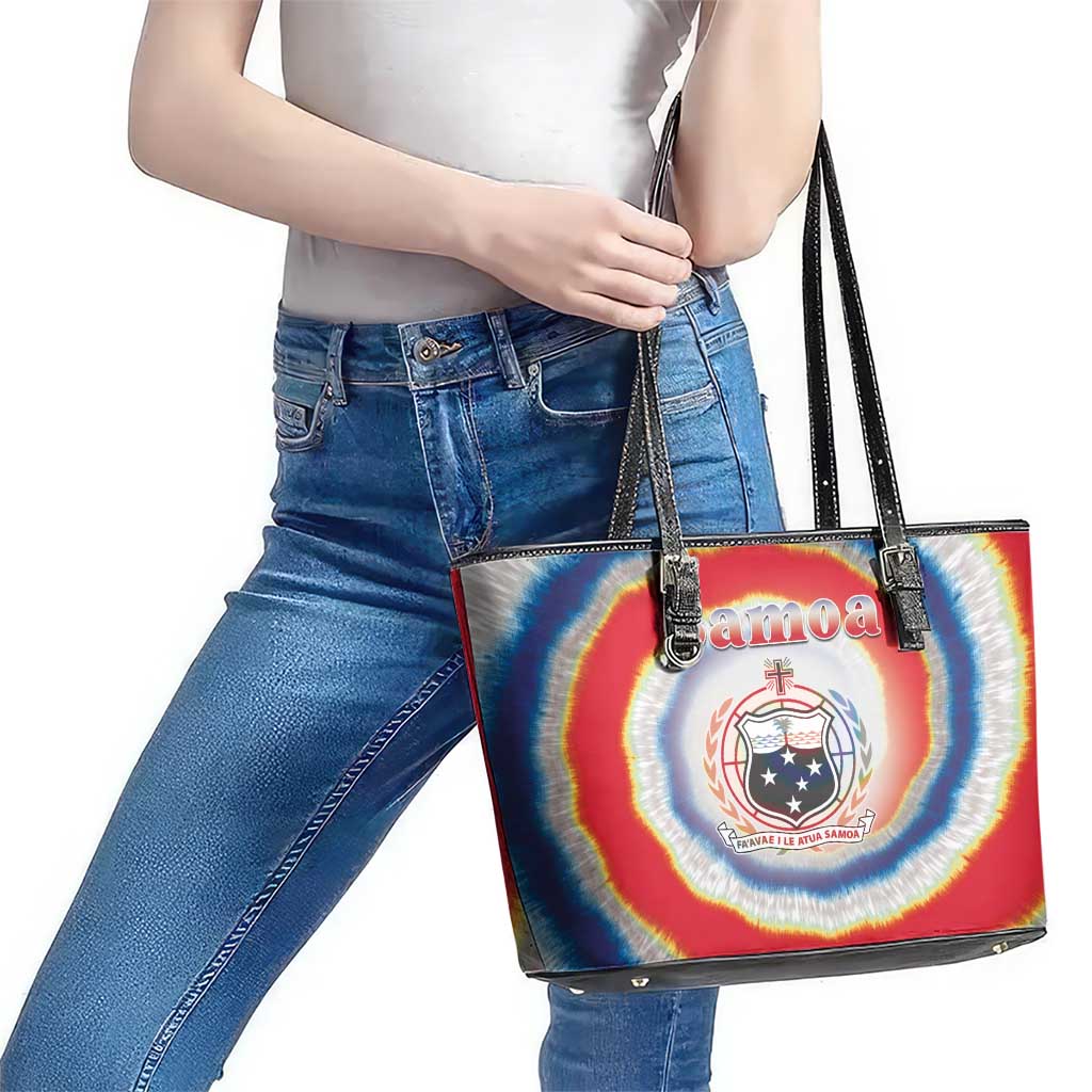 Samoa Leather Tote Bag Tie Dye Unique Style LT05 - Polynesian Pride