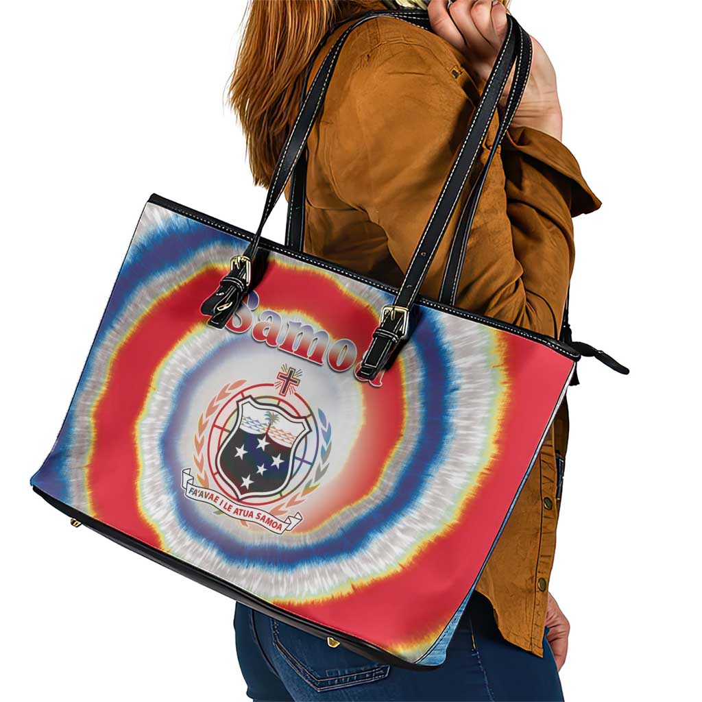 Samoa Leather Tote Bag Tie Dye Unique Style LT05 - Polynesian Pride