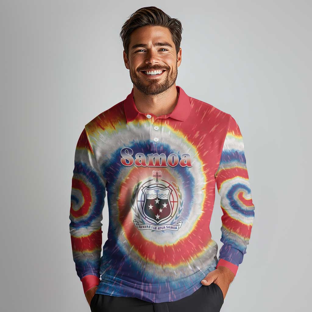 Samoa Long Sleeve Polo Shirt Tie Dye Unique Style LT05 - Polynesian Pride