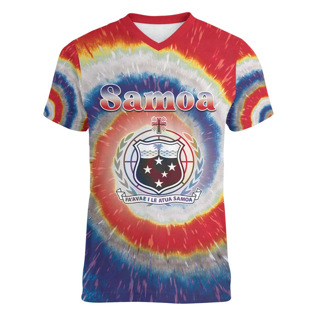 Samoa Women V-Neck T-Shirt Tie Dye Unique Style LT05 Female Colorful - Polynesian Pride