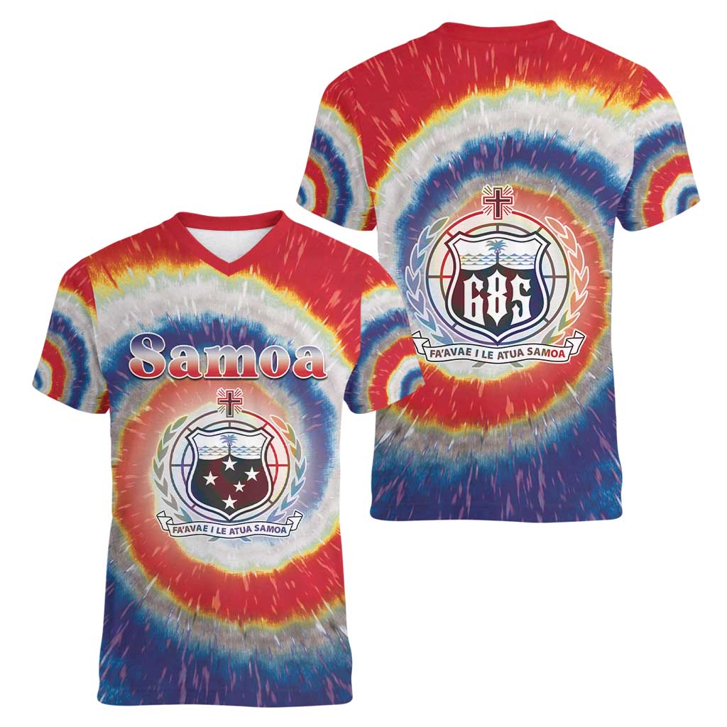 Samoa Women V-Neck T-Shirt Tie Dye Unique Style LT05 - Polynesian Pride