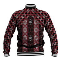 New Zealand Aotearoa Baseball Jacket Red Poutama With Taniko Pattern LT05