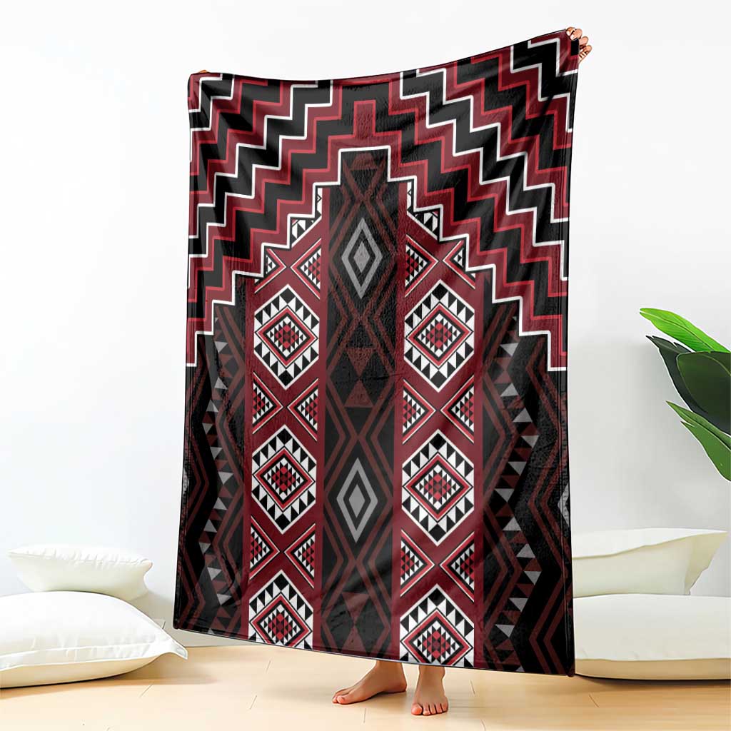 New Zealand Aotearoa Blanket Red Poutama With Taniko Pattern LT05 - Polynesian Pride