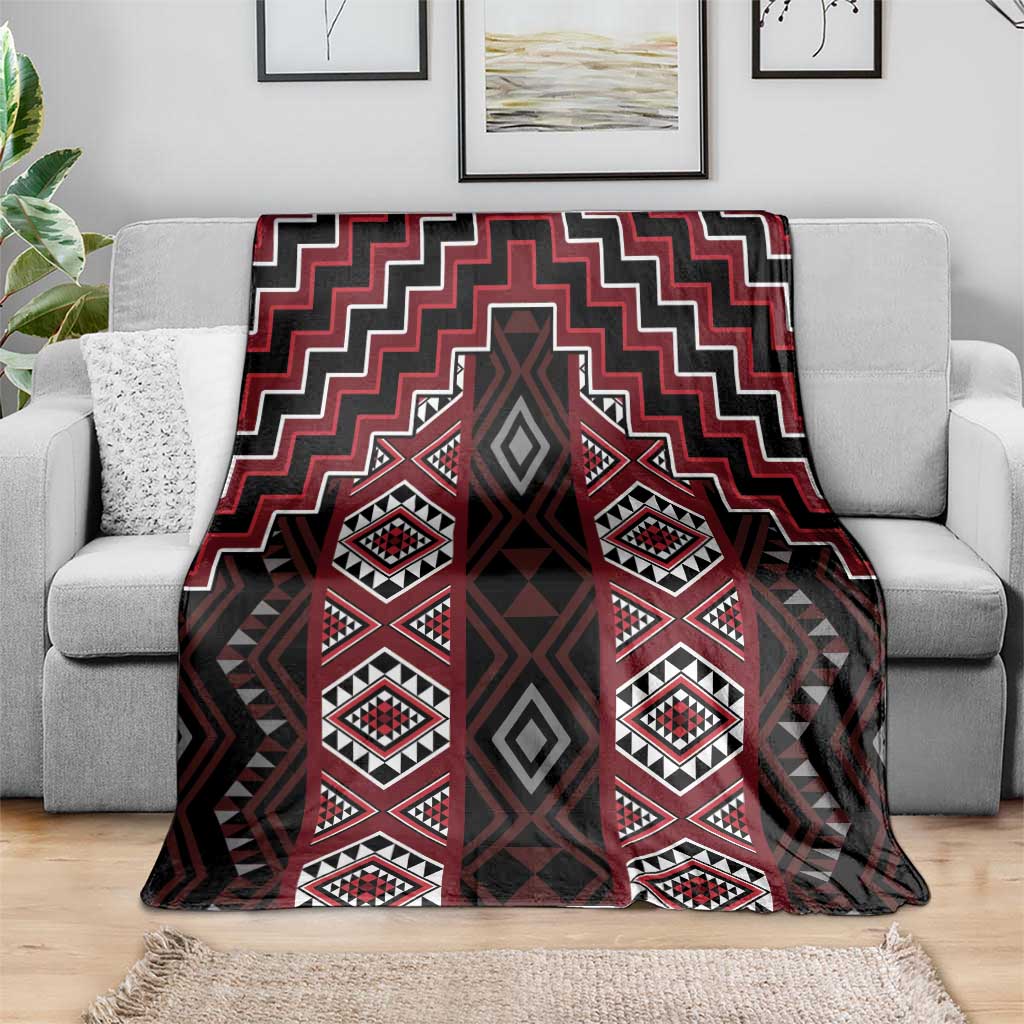 New Zealand Aotearoa Blanket Red Poutama With Taniko Pattern LT05 - Polynesian Pride