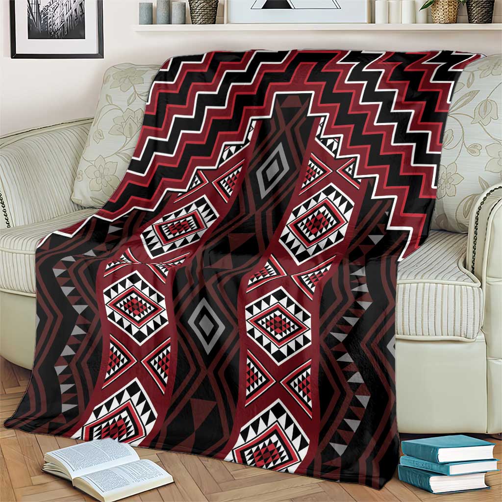 New Zealand Aotearoa Blanket Red Poutama With Taniko Pattern LT05 - Polynesian Pride