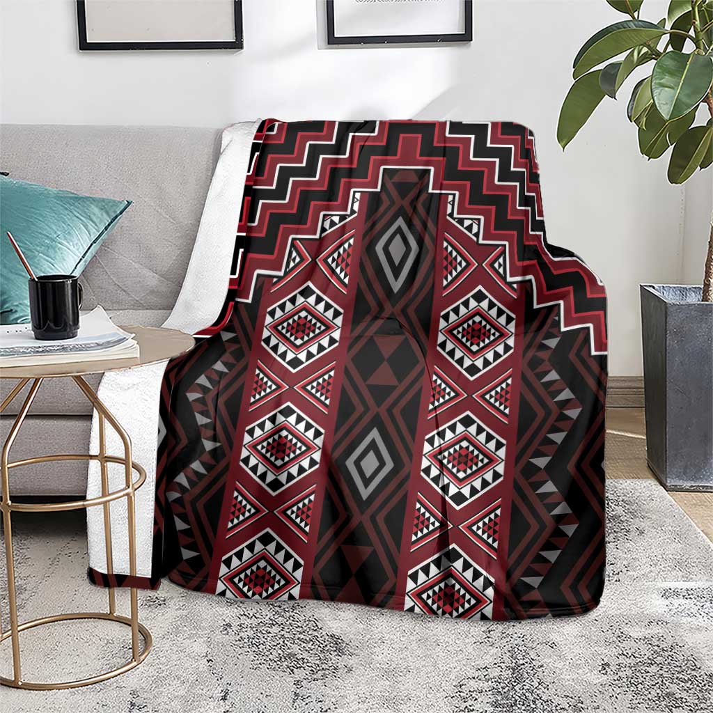 New Zealand Aotearoa Blanket Red Poutama With Taniko Pattern LT05 - Polynesian Pride