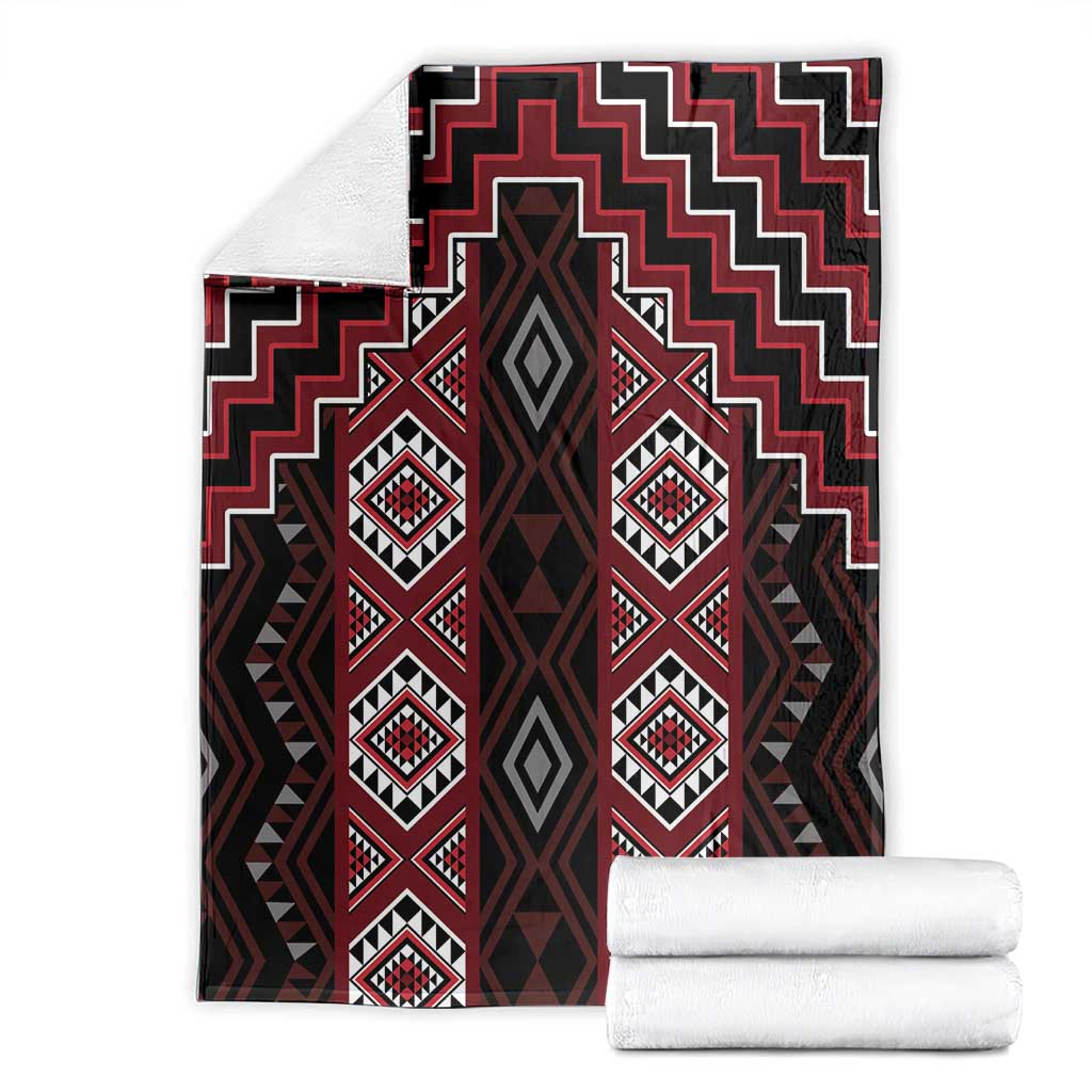 New Zealand Aotearoa Blanket Red Poutama With Taniko Pattern LT05 - Polynesian Pride
