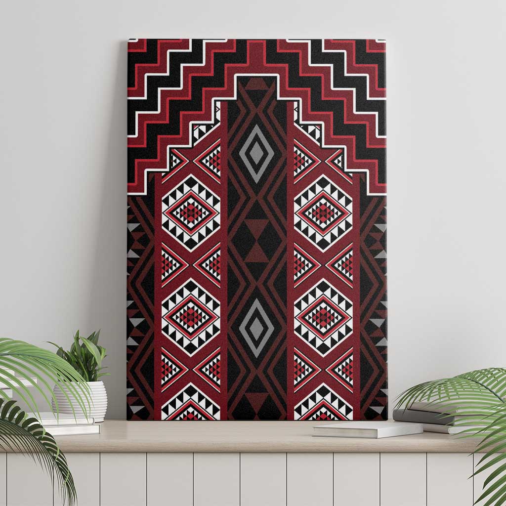 New Zealand Aotearoa Canvas Wall Art Red Poutama With Taniko Pattern LT05 - Polynesian Pride