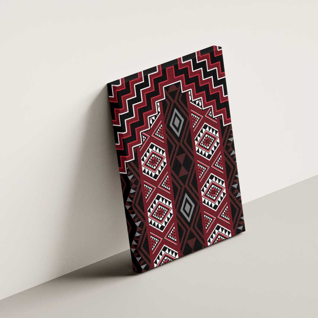 New Zealand Aotearoa Canvas Wall Art Red Poutama With Taniko Pattern LT05 - Polynesian Pride