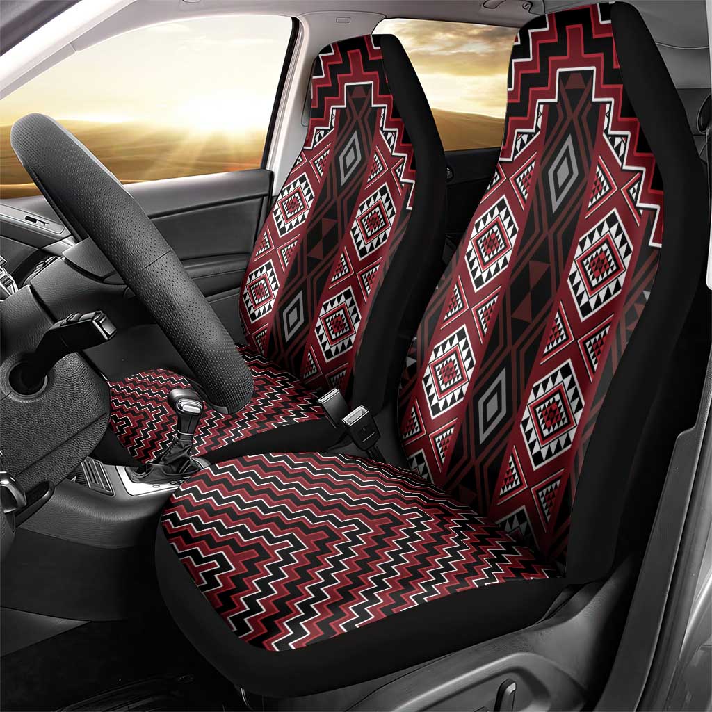 New Zealand Aotearoa Car Seat Cover Red Poutama With Taniko Pattern LT05