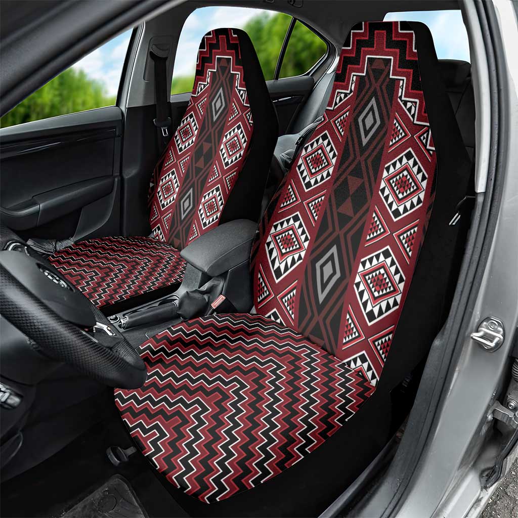 New Zealand Aotearoa Car Seat Cover Red Poutama With Taniko Pattern LT05