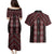 New Zealand Aotearoa Couples Matching Puletasi and Hawaiian Shirt Red Poutama With Taniko Pattern LT05