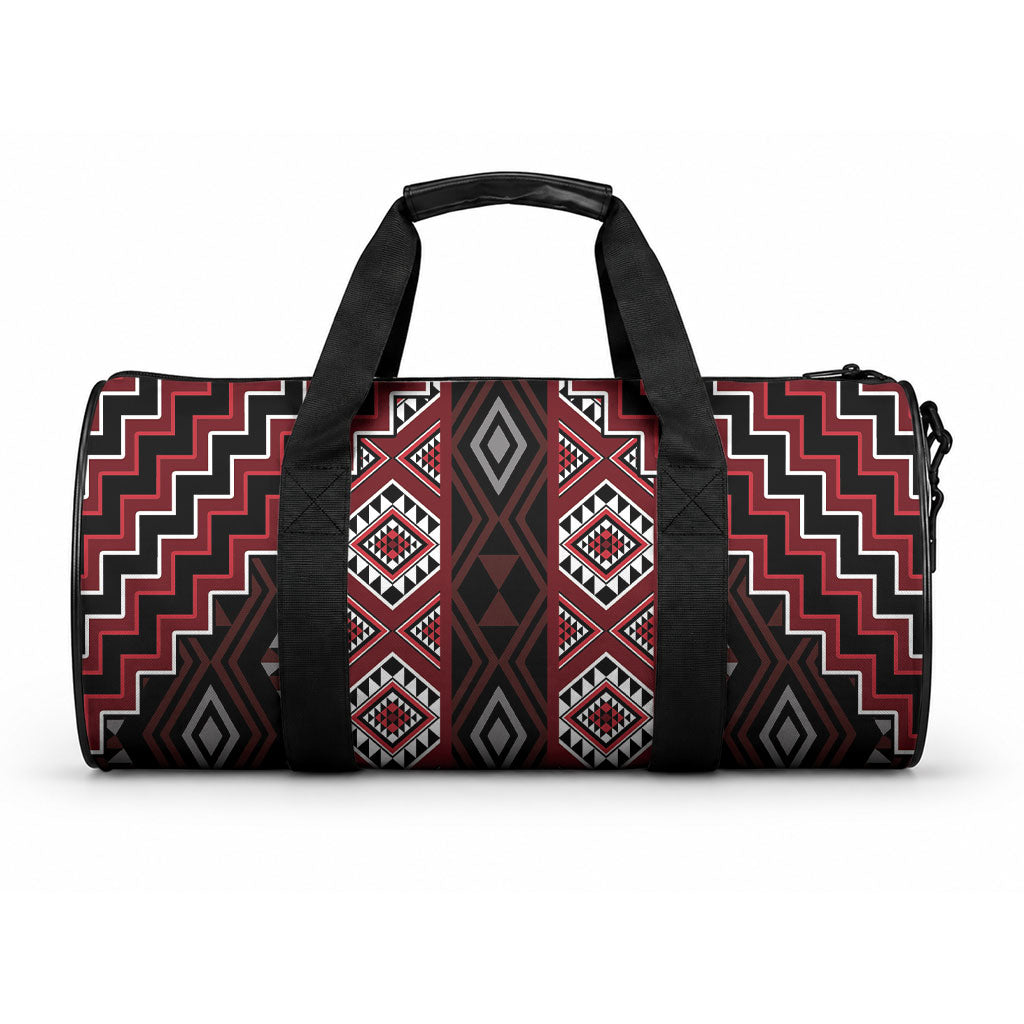 New Zealand Aotearoa Duffle Bag Red Poutama With Taniko Pattern LT05 One size Red - Polynesian Pride