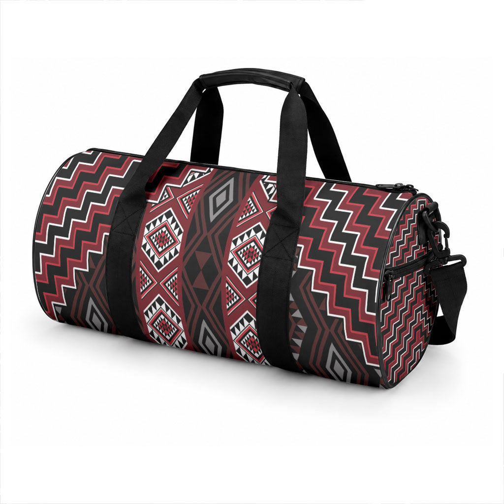 New Zealand Aotearoa Duffle Bag Red Poutama With Taniko Pattern LT05 - Polynesian Pride