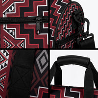 New Zealand Aotearoa Duffle Bag Red Poutama With Taniko Pattern LT05 - Polynesian Pride