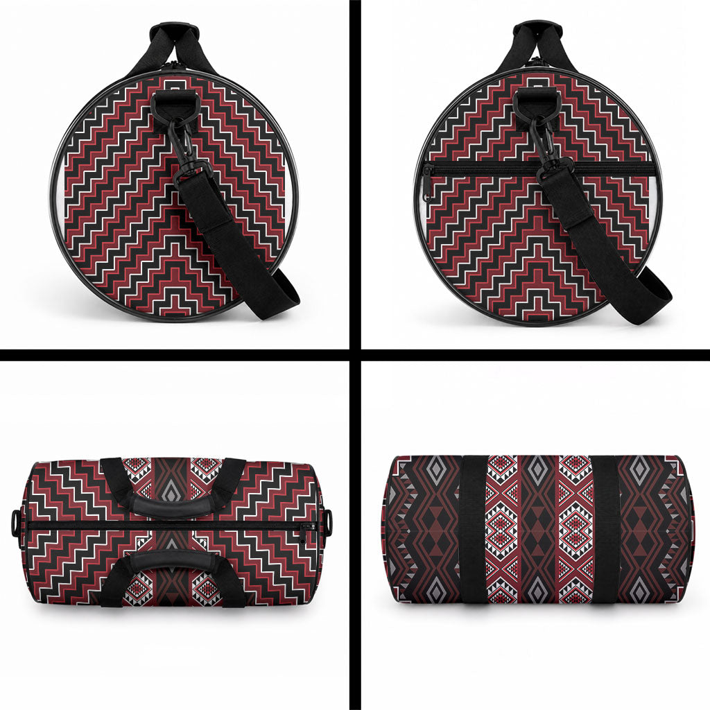 New Zealand Aotearoa Duffle Bag Red Poutama With Taniko Pattern LT05 - Polynesian Pride